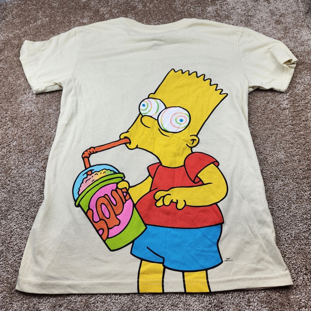 The Simpsons Kwik-E-Mart Bart Squishee Graphic T-Shirt Mens Large Cream Freeze